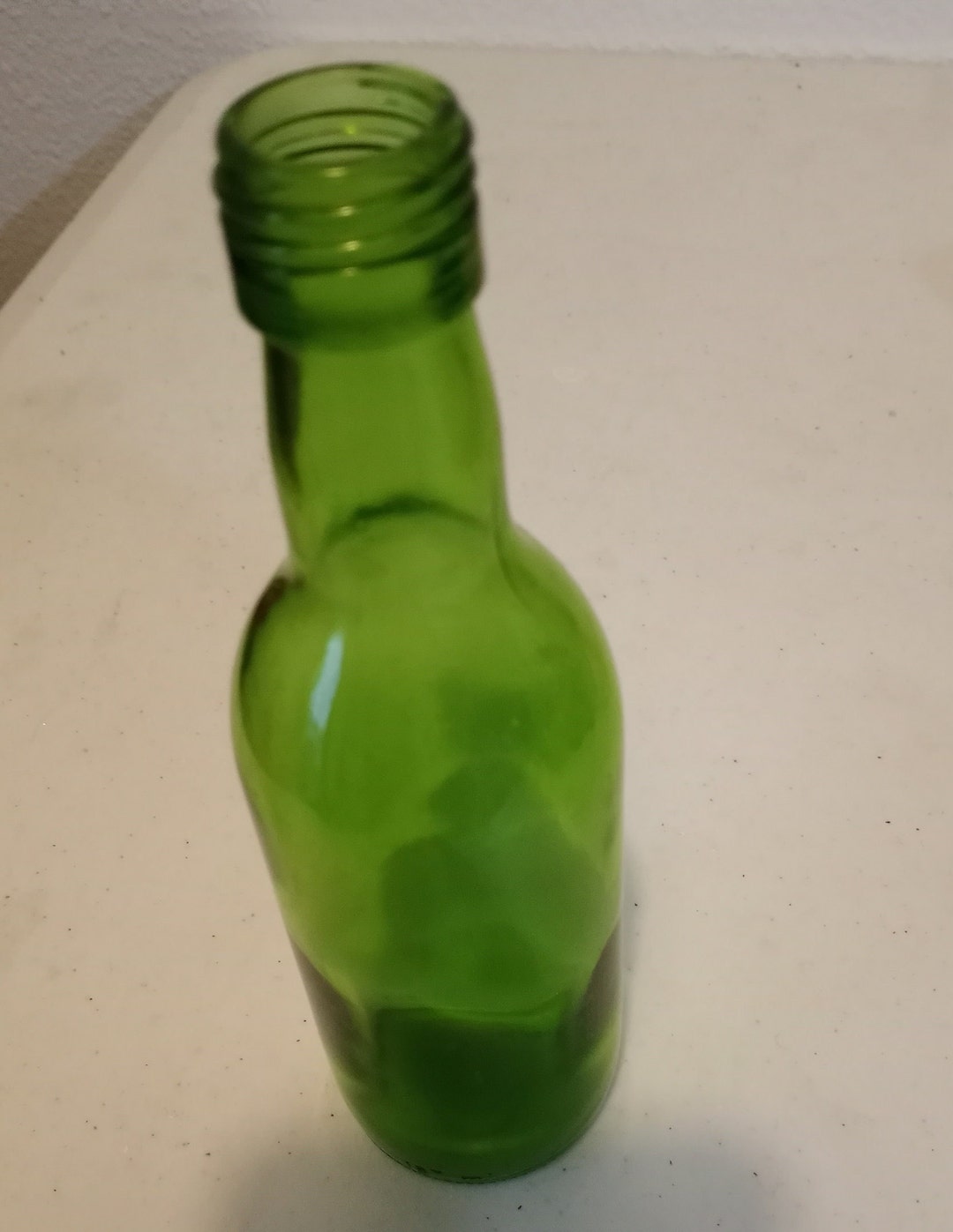 Small Green Glass Liquor Bottle Etsy