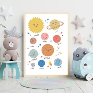 Póster del sistema solar en árabe