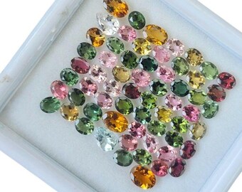 5 AAA-toermalijn-edelstenen: rond, ovaal, peervorm (3-6 mm)