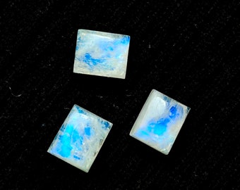 Rainbow Moonstone Cabochons: Rectangle Gemstone Set (12x10 MM)