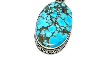 Handmade Turquoise Pendant: 925 Sterling Silver Gemstone Jewelry