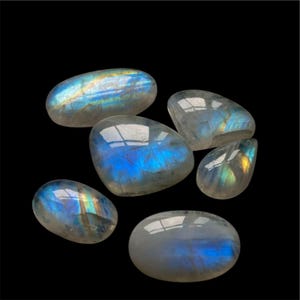 Natural Moonstone Blue Fire Rainbow Moonstone Lot Loose Gemstone Mixed Shape  Size 29 To 23 MM  Moonstone Lot Making For Jewelry DIY.