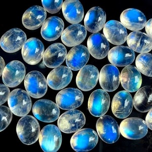 AAA+ Natural Moonstone Oval Cabochon Gemstone Lot Rainbow Moonstone Untreated stone Size 10x8x5mm Moonstone Lot Making Necklace Ring Jewelry