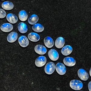 Rainbow Moonstone Cabochons: 36 Pcs Oval Gemstone Lot (10x8x5mm)