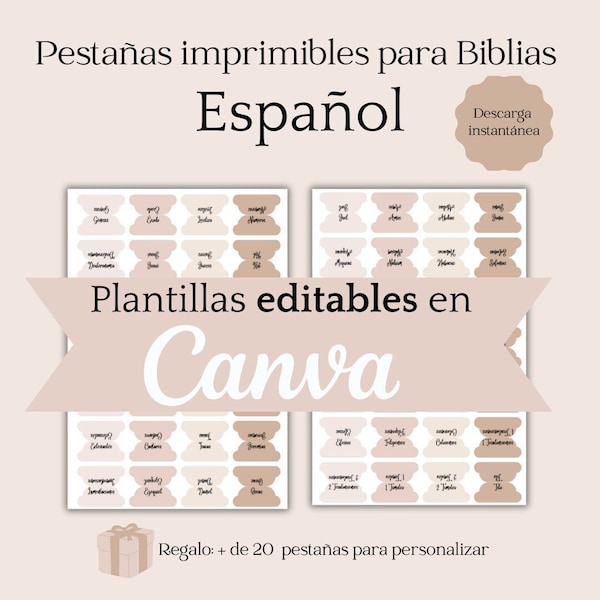 Pestañas colores pasteles para biblias en español, descarga e imprime. Incluye plantilla en Canva para editar colores y letras a tu gusto.