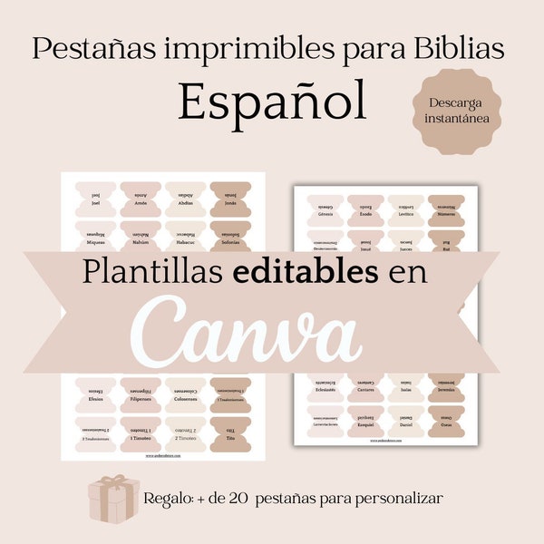 Pestañas colores pasteles para biblias en español, descarga e imprime. Incluye plantilla en Canva para editar colores y letras a tu gusto.