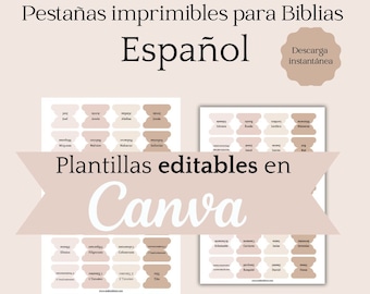Pastellregisterkarten für Bibeln auf Spanisch, herunterladen und ausdrucken. Enthält eine Canva-Vorlage zum Bearbeiten von Farben und Buchstaben nach Ihren Wünschen.