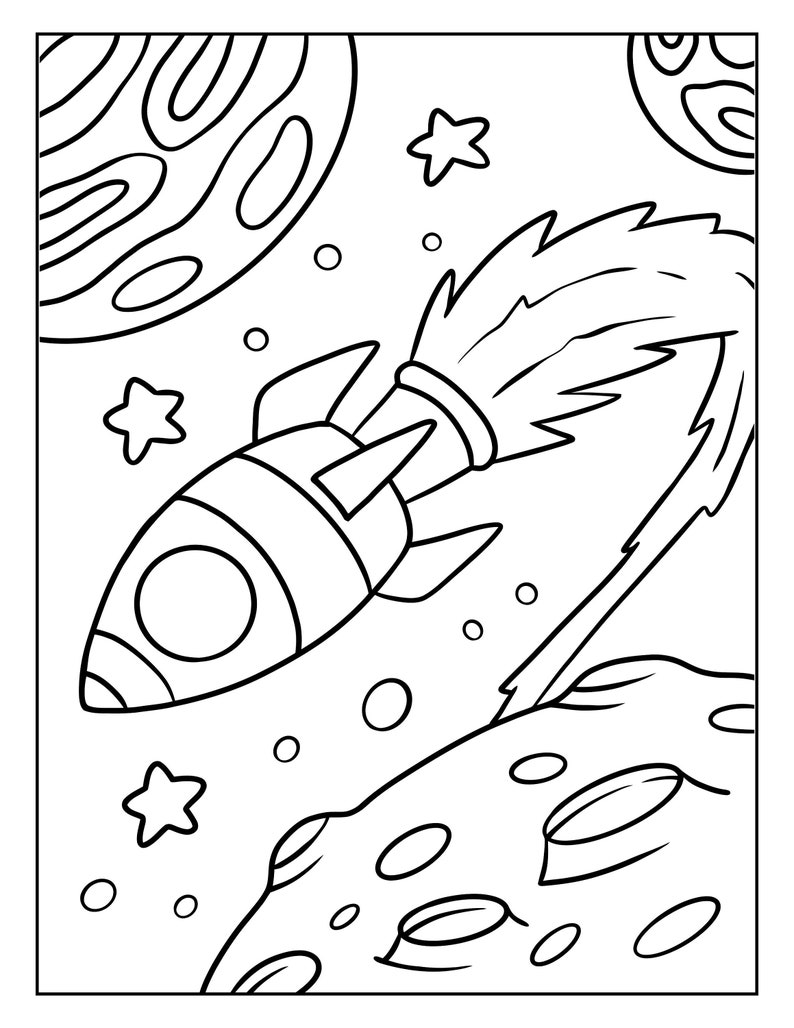 10 Outer Space Coloring Pages, Instant Printable Download Etsy