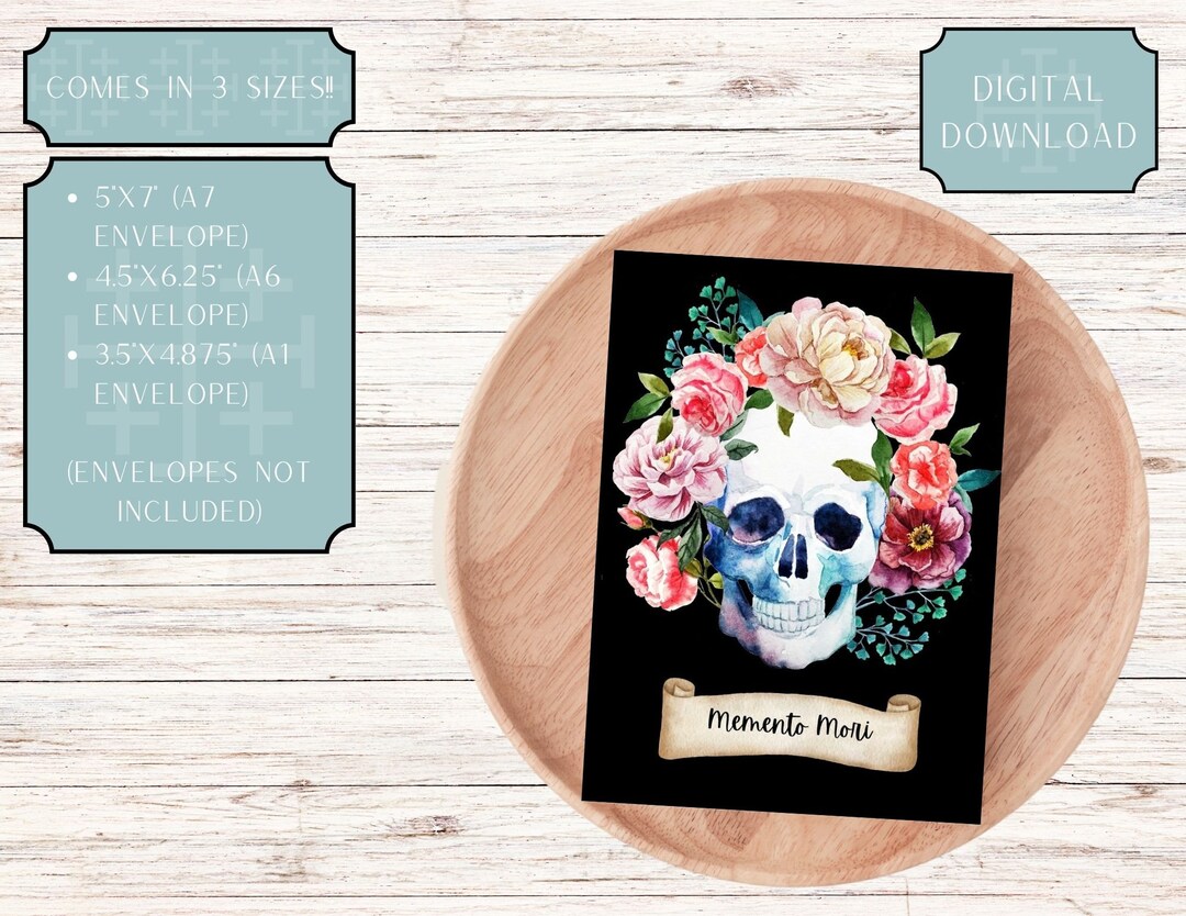 Watercolor Memento Mori Printable / Digital Download Card in 3 Sizes - Etsy