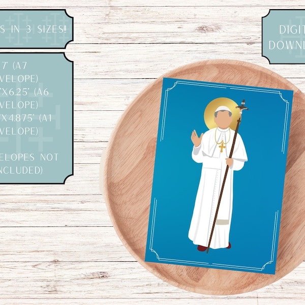 Saint John Paul II Printable / Digital Download Card in 3 Sizes