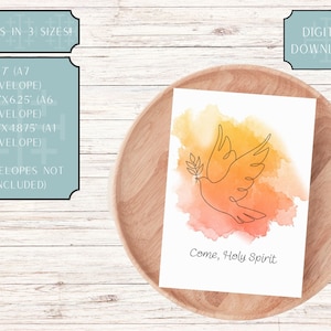 Watercolor Dove Holy Spirit Card in Orange Digital Download PRINTABLE ...