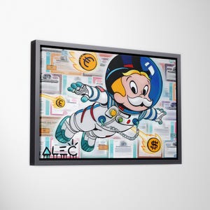 Astronauta Richie, Alec Monopoly, Richie Rich del Pop Art, Estilo Banksy, Arte Urbano, Arte Mural de Grafiti Callejero, Póster de Pared Enmarcado, Bellas Artes