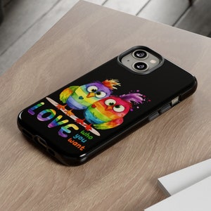 Love Who You Want Phone Case, Love Birds Rainbow Phone Case, Rainbow Pride Phone Case, Rainbow Phone Case, Gay Pride, Love is Love