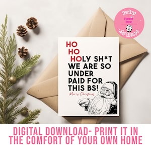 Carte de Noël Ho Ho Holy Sh*t : Carte de Noël collègue | Père Noël secret | Noël au travail | Noël drôle | Carte de collègue | Une équipe