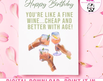 Tarjeta de cumpleaños AGE LIKE FINE Wine: tarjeta de pareja / tarjeta de amigo / tarjeta de compañero de trabajo / tarjeta de esposa / esposo / tarjeta de cumpleaños atrevida / divertida / tarjetas divertidas