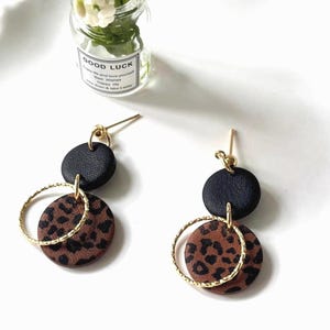 Ohrringe mit Leoparden Muster | polymer clay | Leo-Print | 18k vergoldet | Leopardenmuster Fimo Ohrringe |Statement Ohrringe | animal print
