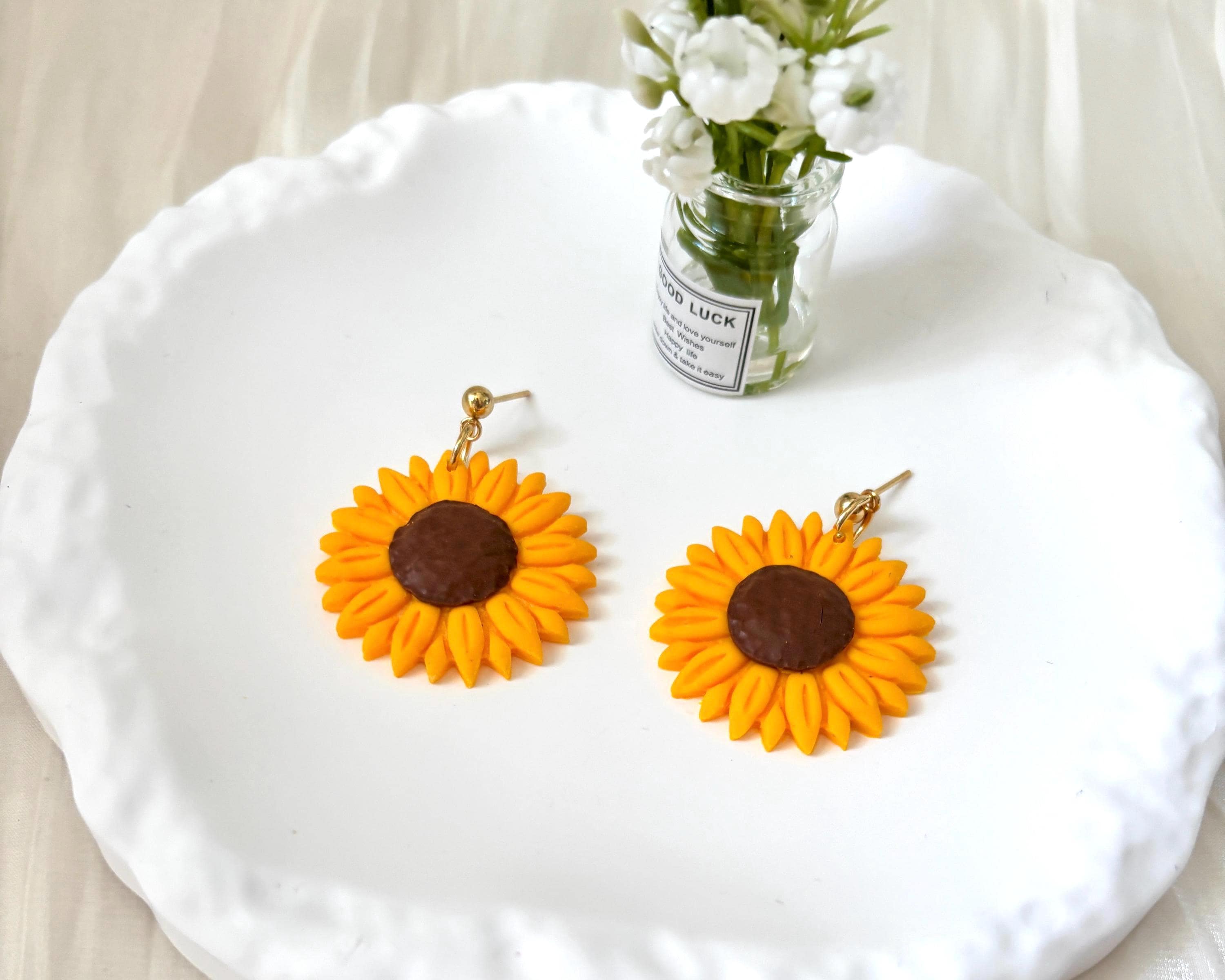 Sonnenblumen Ohrstecker Aus 925 Sterling Silber – Vergoldet, Hypoallergen, Geschenkbox