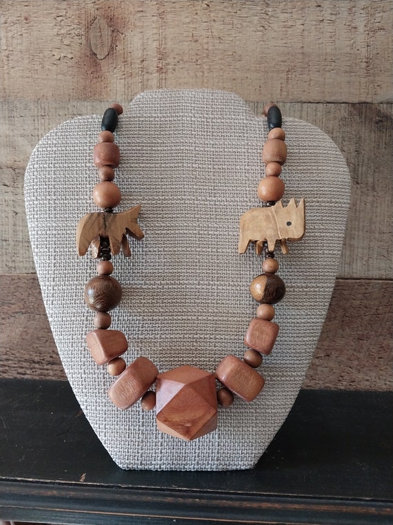 African wooden necklace animal Gem