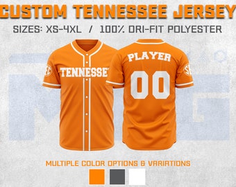 Custom Tennessee Baseball Jersey Multiple Color Options 