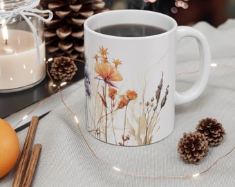 Flower Mug, Floral Mug, Coffee Mug, Floral design Cup, Flower cup