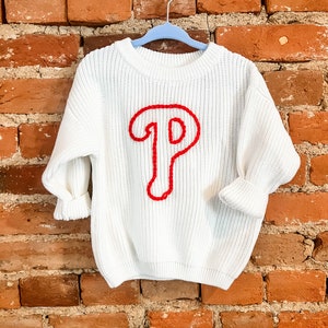 Custom Hand Embroidered Philadelphia Baseball Toddler Sweater
