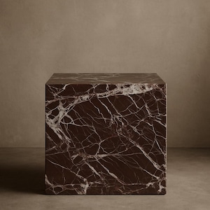 Rosso Levanto Marble Plinth – Burgundy Marble Accent Table – Custom Size Available