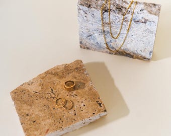 Beige Travertine Jewelry Display Stand, Natural Stone Ring Necklace Stand