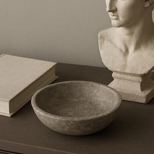 Natural Silver Travertine Bowl – Grey Round Natural Stone Catchall