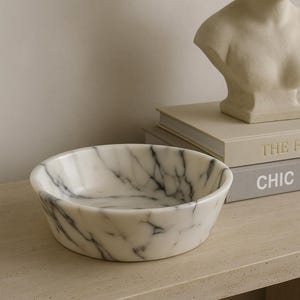 Calacatta Viola Marble Bowl, Handmade Polished Marble Centerpiece, Luxury Stone Decor