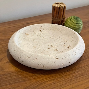 Beige Travertine Catchall, Travertine Infinity Bowl, Travertine Centrepiece, Roman Marble Round Bowl, Monumental Travertine Bowl