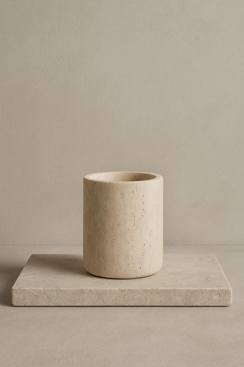 ObjectsAndHeritage Travertine Toothbrush Holder