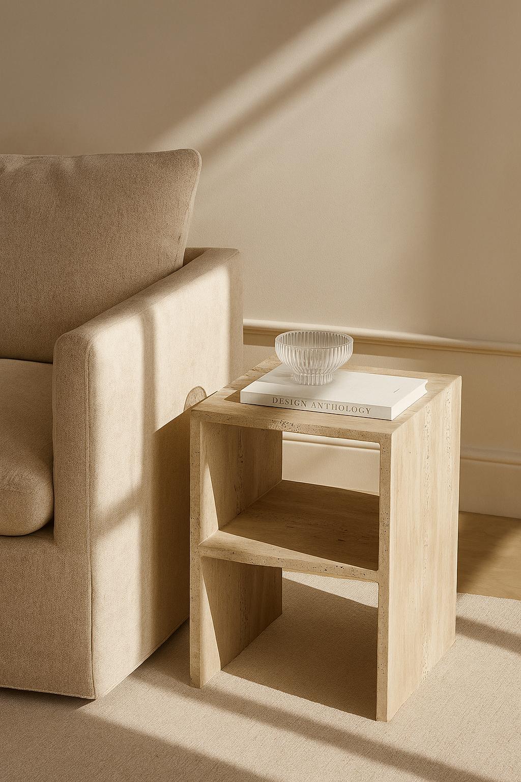 トラバーチン石　サイドテーブル　飾り台 トラバーチン石 サイドテーブル 飾り台 トラバーチン石 サイドテーブル