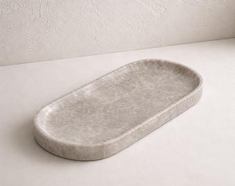 Vassoio in marmo beige: lussuoso contenitore in pietra naturale, arredamento minimalista