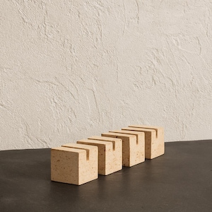 Juego de tarjeteros de travertino: decoración minimalista para escritorio