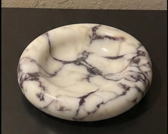 Polished Calacatta Viola Marble Decorative Bowl – Natural White with Deep Veining | Minimalist Catchall Dish