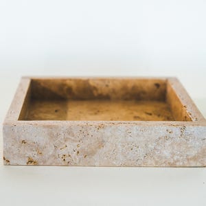 Travertine Decorative Tray, Square Marble Tray, Natural Stone Elegant Jewelry Tray,