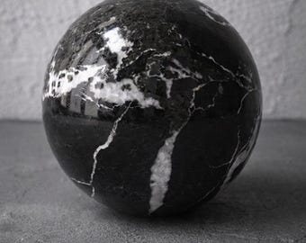 Esfera de mármol Nero Marquina, orbes de mármol negro hechos a mano