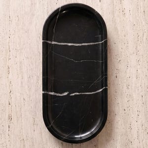 Nero Marquina marmorbricka, handgjord svart sminkförvaring