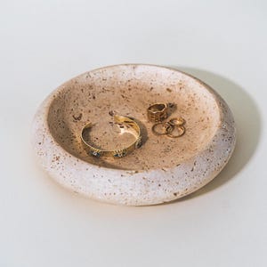 Travertine Pet Feeding Bowl, Natural Stone Jewelry Catch-All