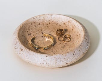 Travertine Pet Feeding Bowl, Natural Stone Jewelry Catch-All