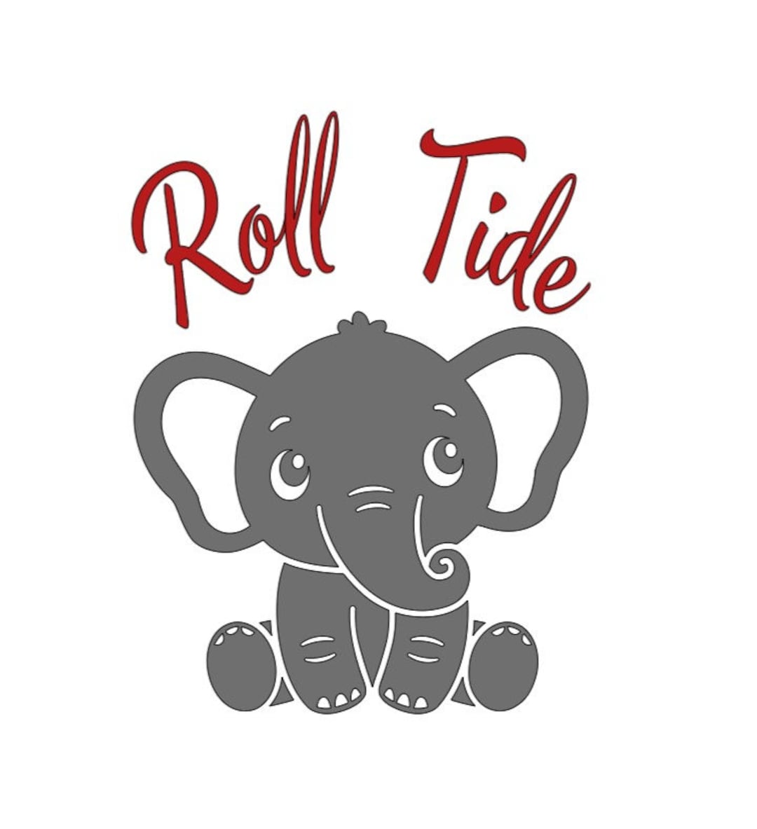 Roll Tide Alabama Roll Tide or Roll on Baby Elephant Football SVG PNG