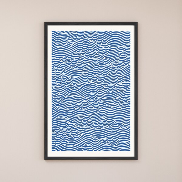 Woodblock Wave Print, Printable Poster, Digital Download, High Resolution Image, Original Wall Art, Eclectic Home Decor