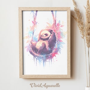 Adorable Sloth Print - Perfect Housewarming Gift | Sloth Artwork for Sloth Fanatics | Sloth Wall Decor in Charming Watercolor