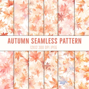 Herbst Blumen Digitales Papier - Nahtlose Muster in Aquarell Farben für Hochzeitseinladungen und Scrapbooking