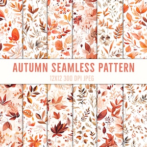 Autumn-inspired Fabric Paper: Seamless Watercolor Patterns for Commercial Use, Scrapbooking, & Printables Seamless Patterns