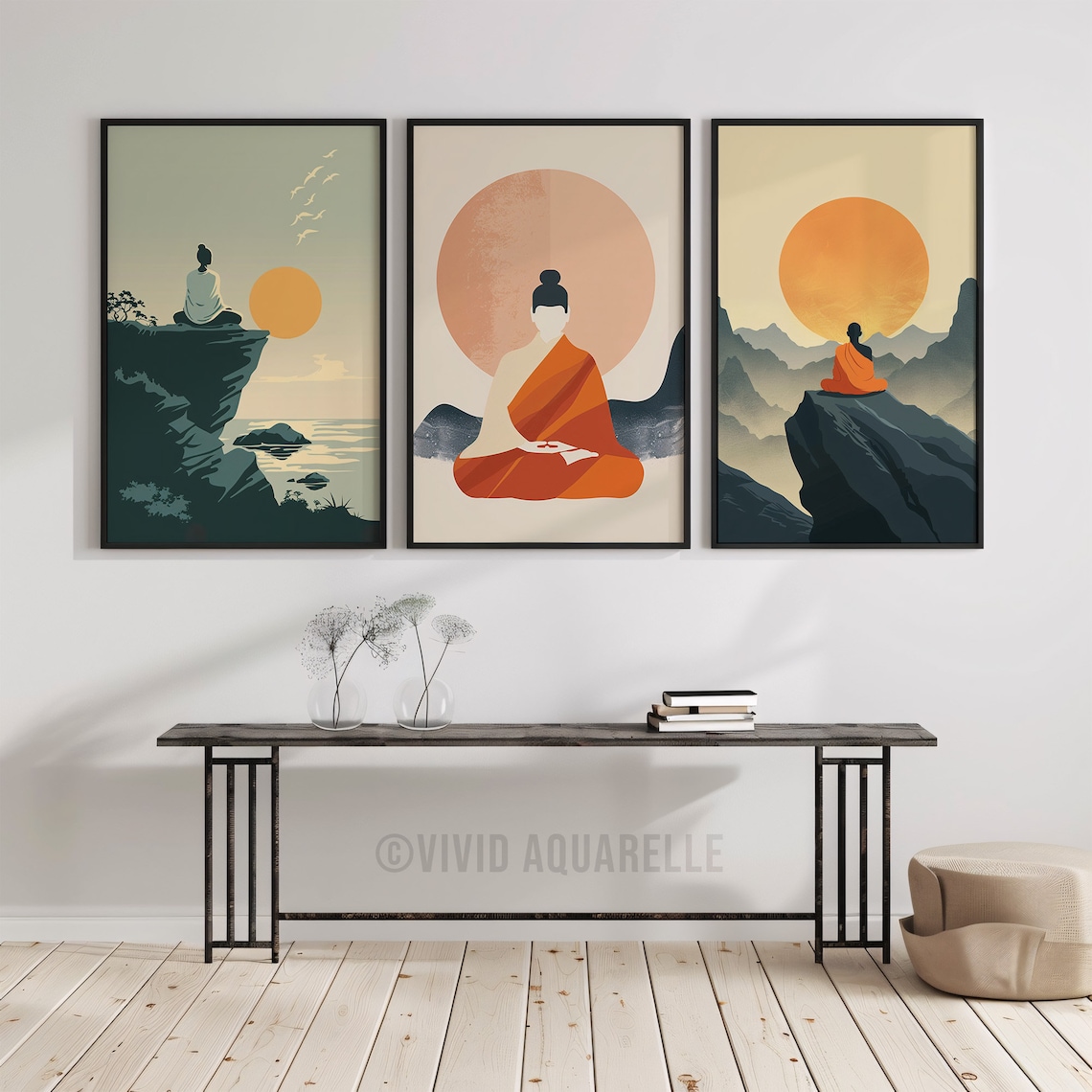 Minimalist Buddha Art Prints Set: Modern Zen Decor (digital Download ...