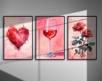 Pink & Red Hearts Valentine Print: I Love You Poster Art (Digital Download)