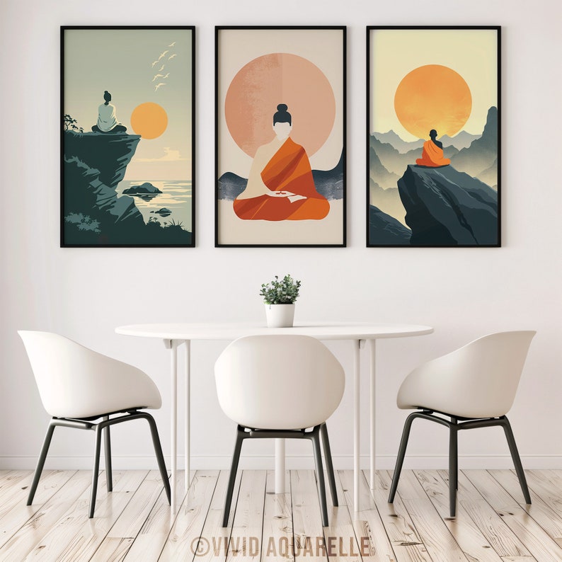 Minimalist Buddha Art Prints Set: Modern Zen Decor (digital Download ...