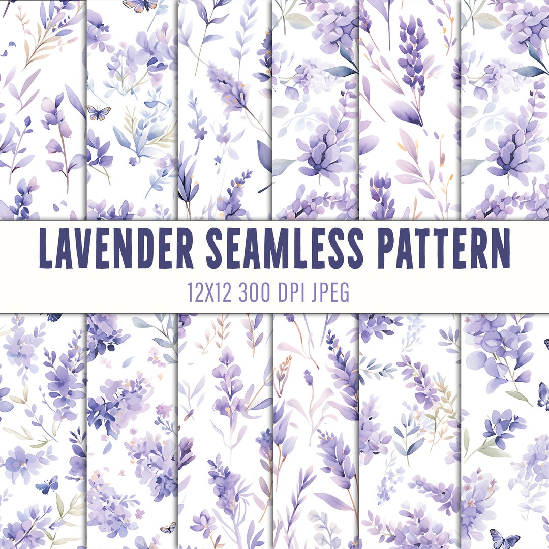 Elegant Watercolor Lavender Flower Seamless Pattern - Digital Download ...
