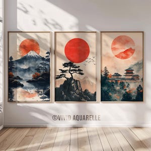 Minimale Japan inspirierte Wandkunst, 3er-Set Wabi Sabi Wanddekoration, minimalistisches Japandi Zen Poster, japanische Gelassenheit Wandkunst, printable Art Set
